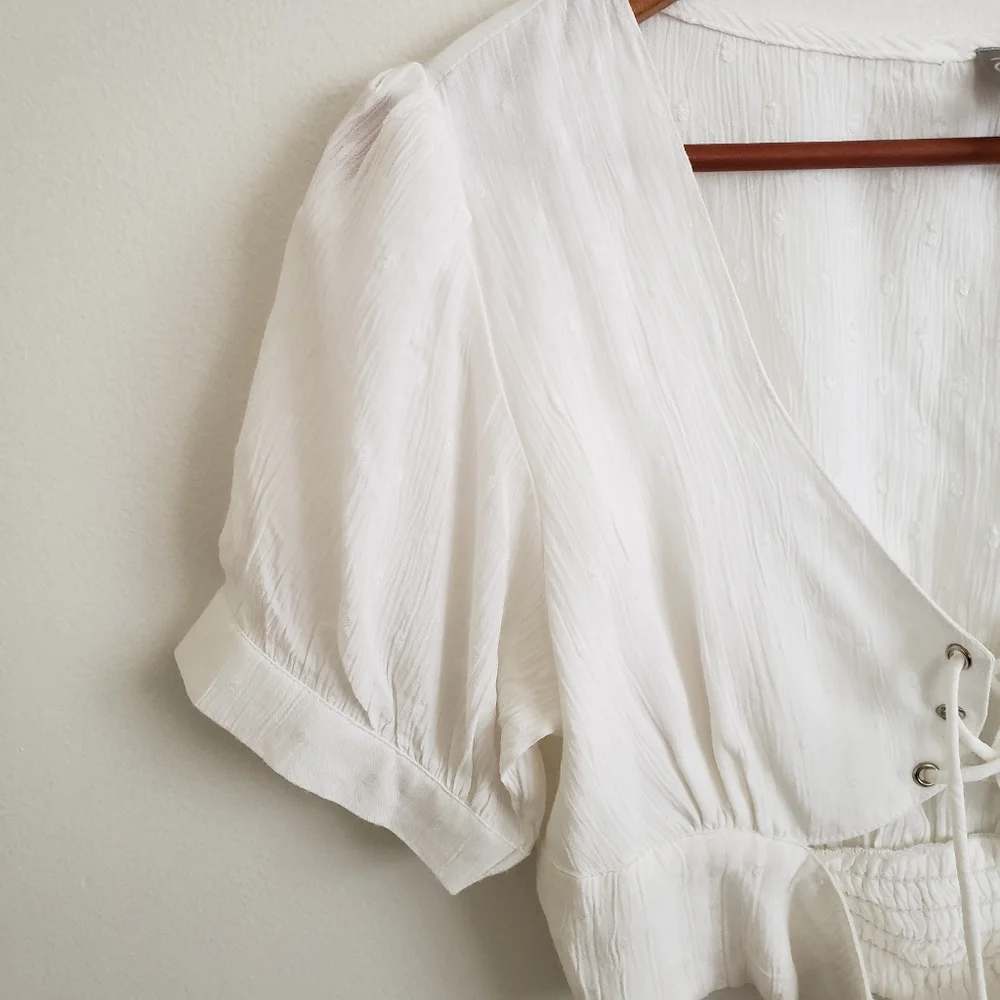 ASOS white lace up cutout crop top - Picture 5 of 7